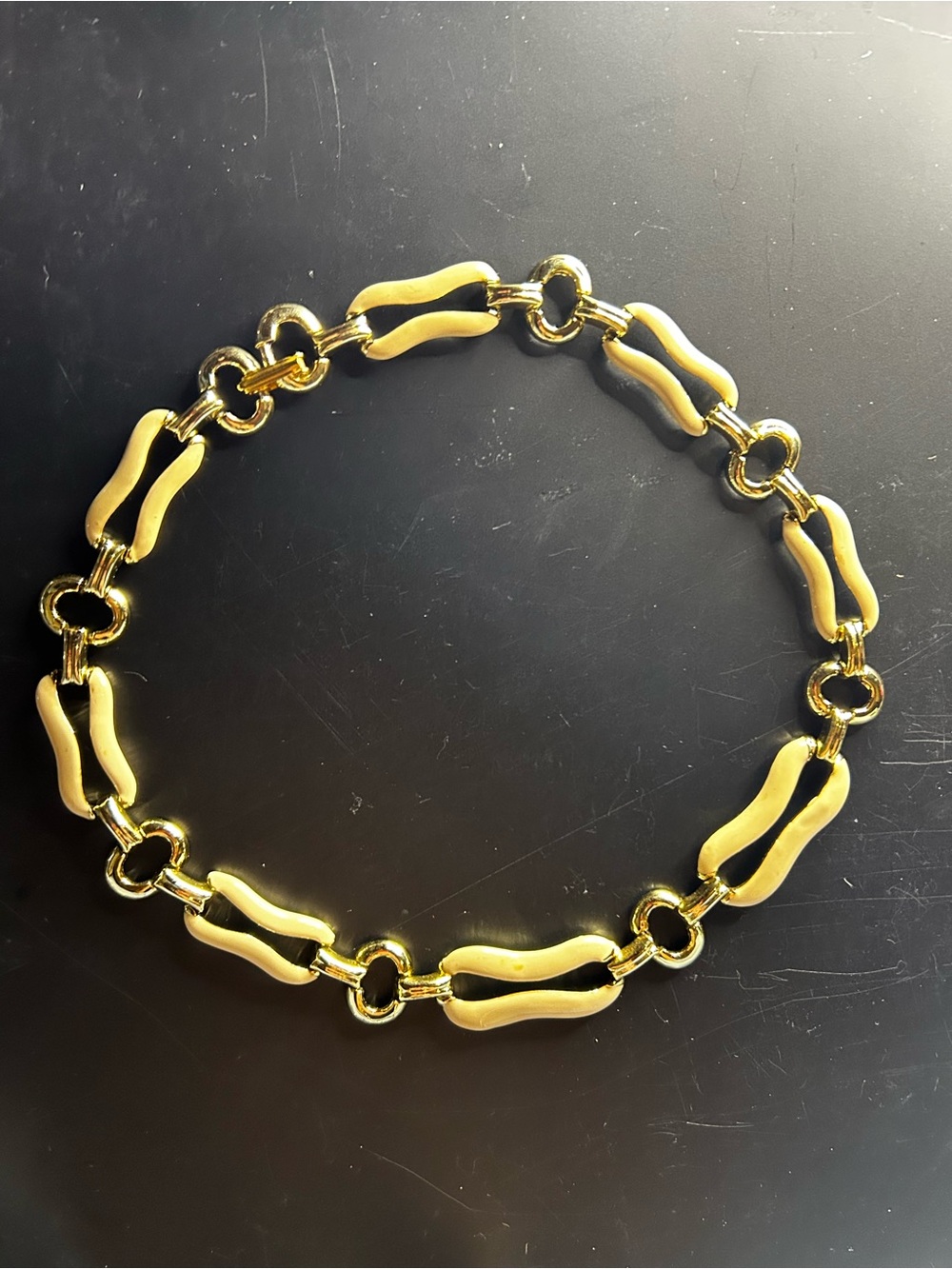Gold and Cream Link Necklace - Designer Style